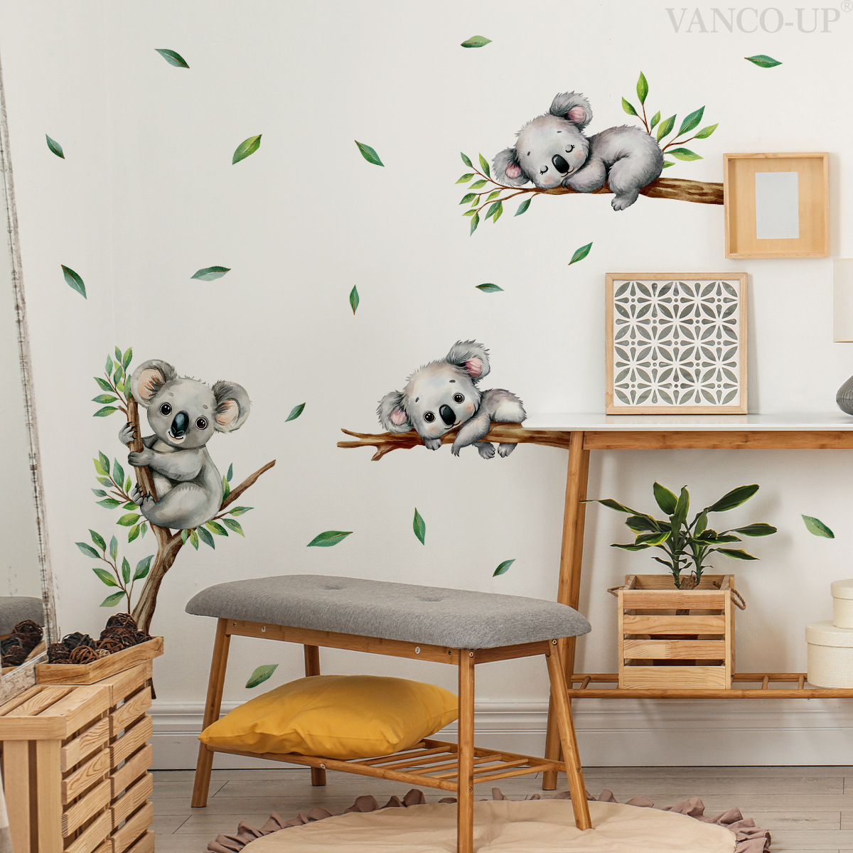 Baby Nursery Wall Mural - Dessin animé Koala grimpant arbre branche