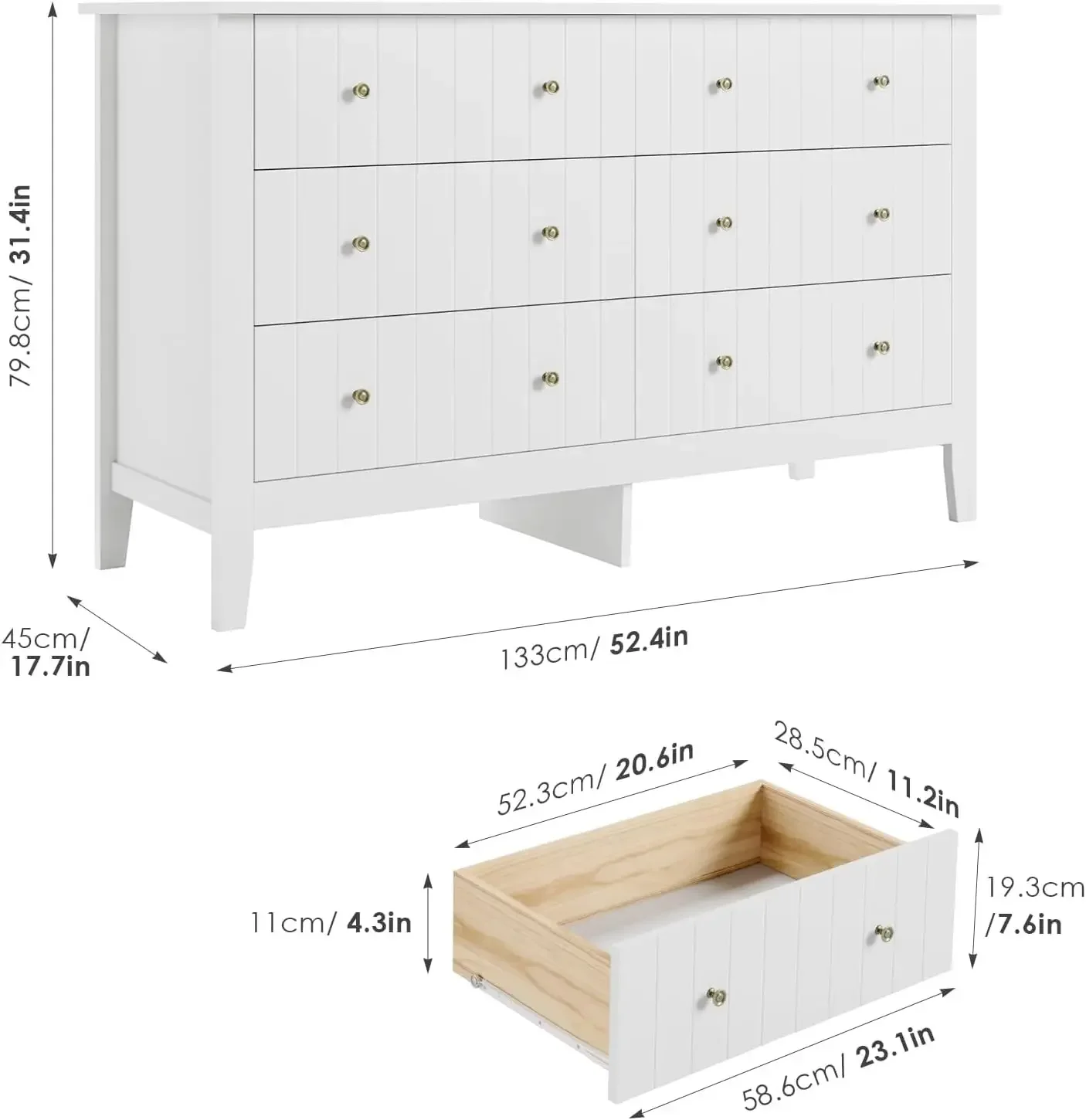 Baby Nursery Drawers - Commode blanche, commode à tiroirs, commode