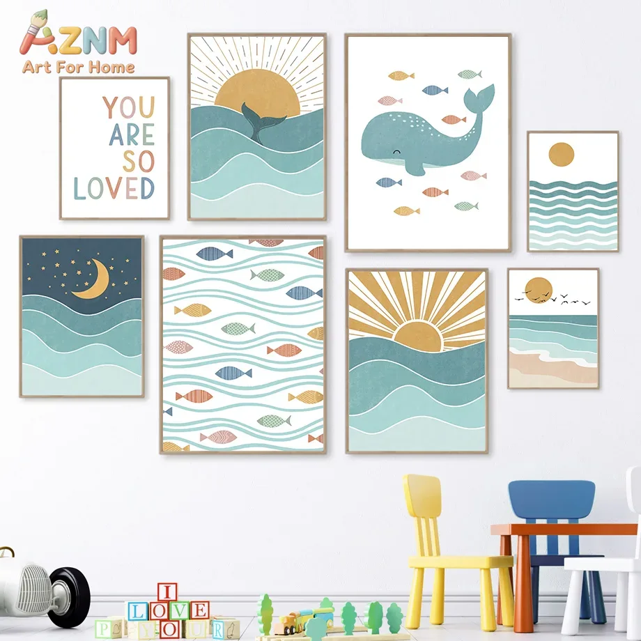 Baby Nursery Wall Art - AZNM Tableau mural sur toile style