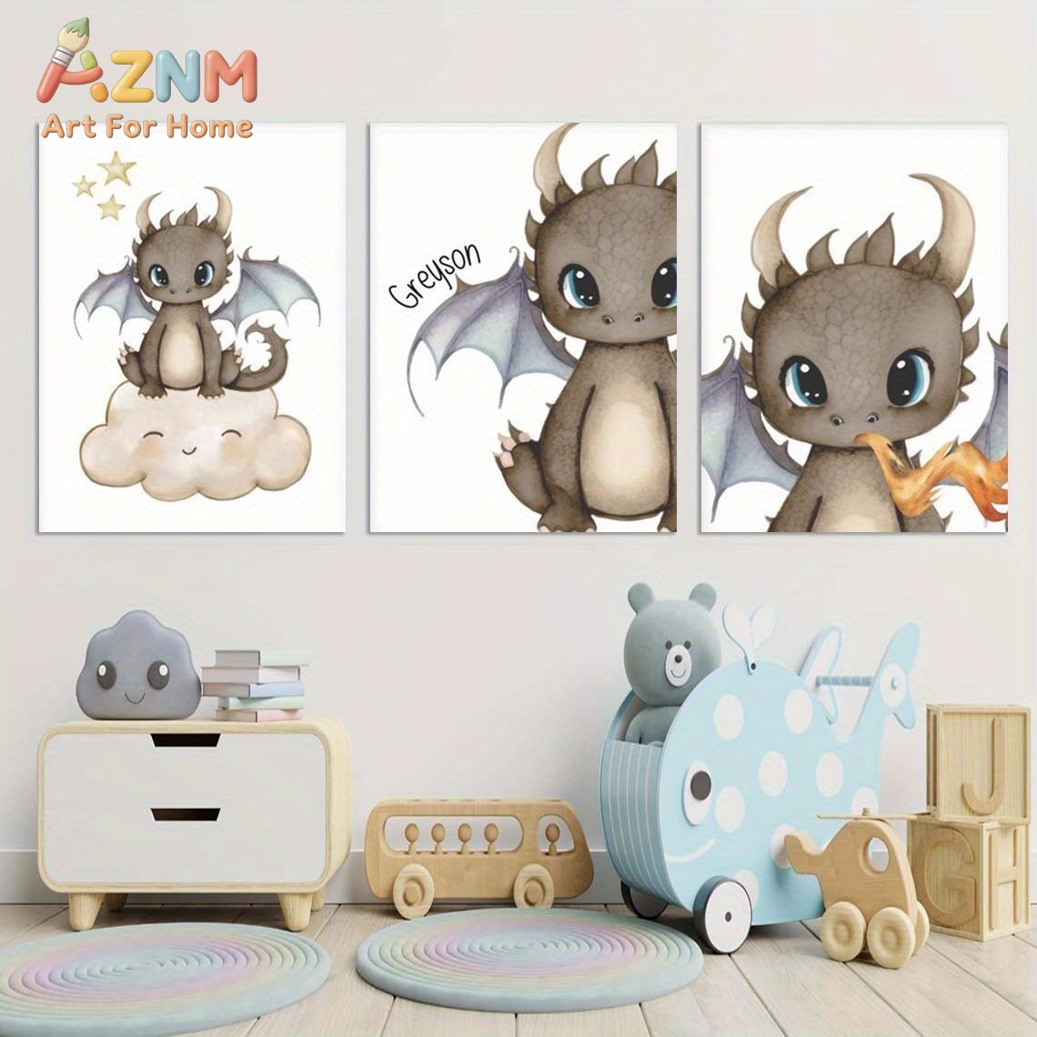 Baby Nursery Wall Art - AZNM – toile murale en forme