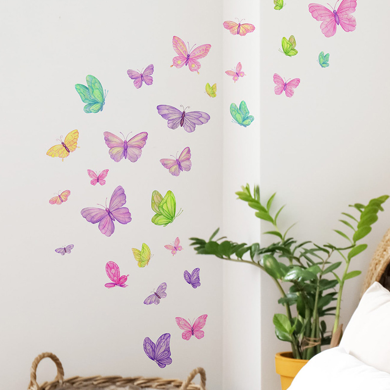 Baby Nursery Wall Mural - Autocollants muraux papillon romantiques, décoration murale