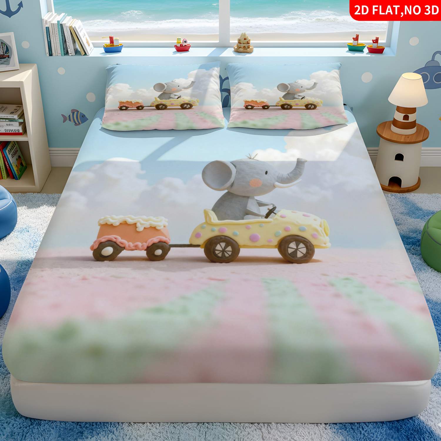 Baby Nursery Elephant Theme - Ensemble de literie trois pièces à