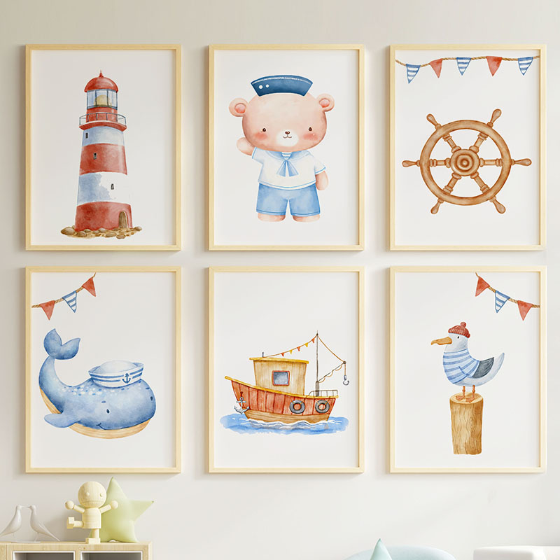 Baby Nursery Wall Art - Affiches et impressions nautiques sur toile