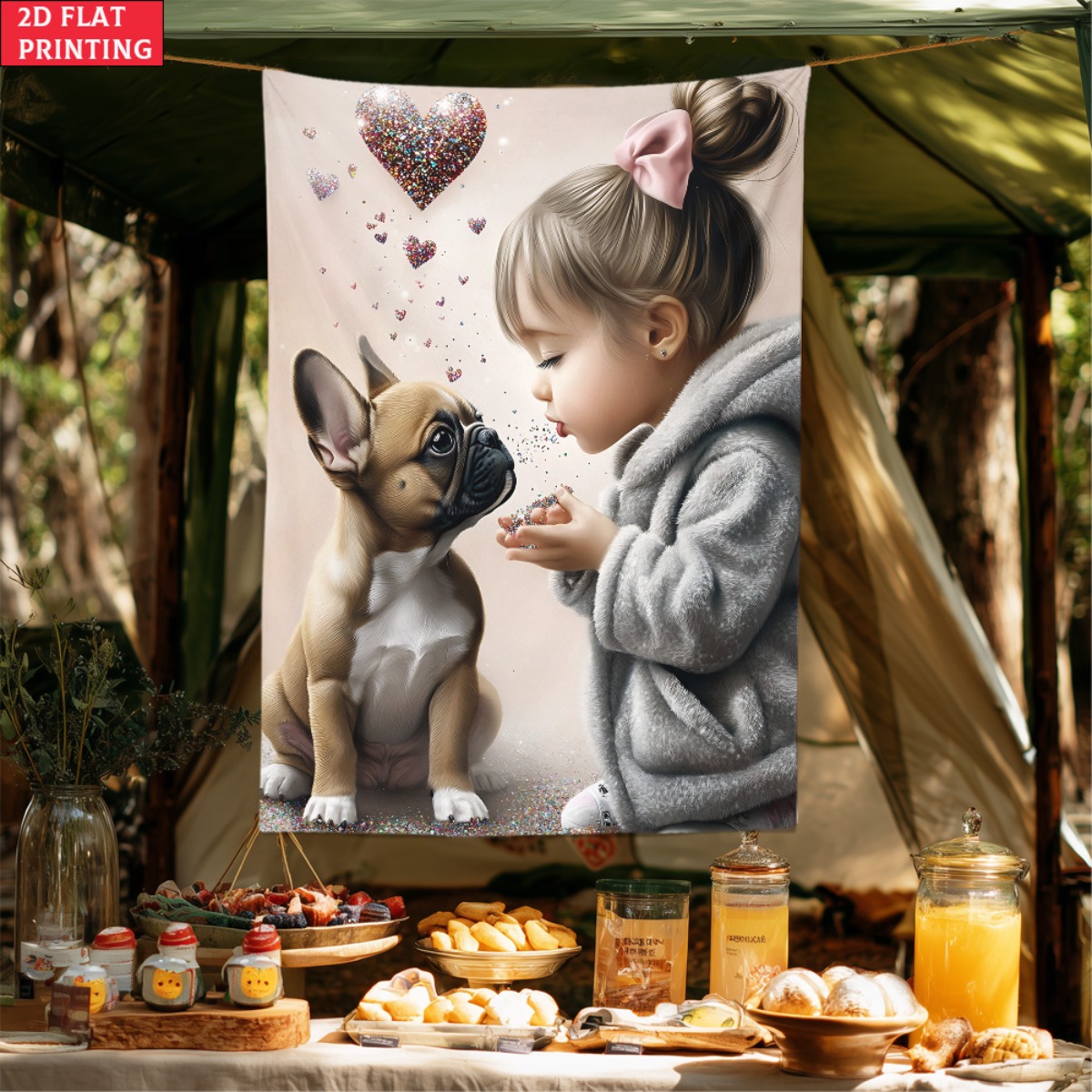 Fille avec bouledogue français - Baby Nursery Wall Art avis et prix
